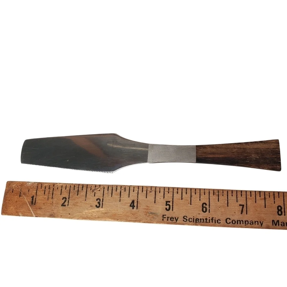 Vntg Mid-Century Modern Wood Handle Cake Knife. Stainless. Made In Japan